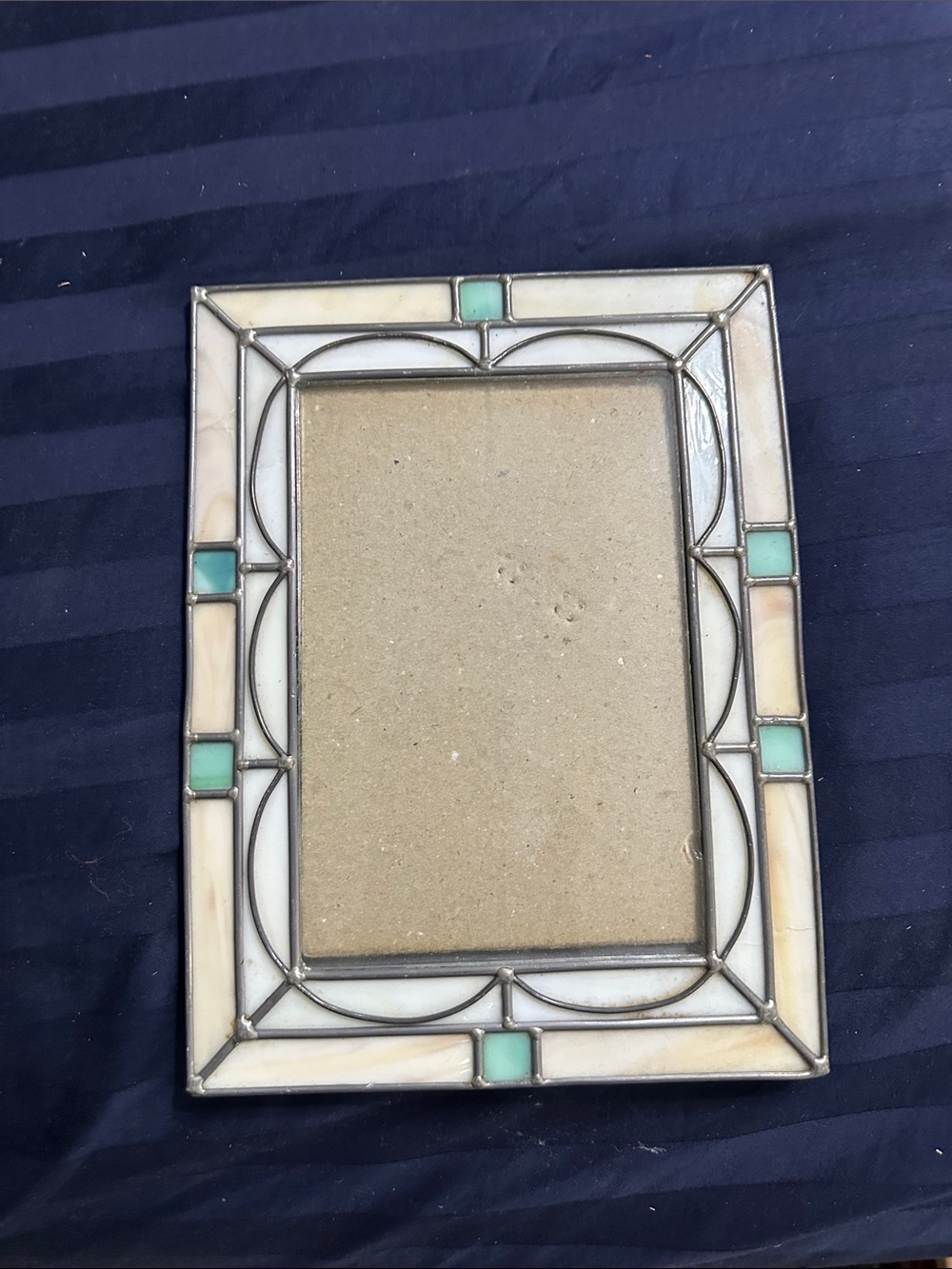 Vintage Stained Glass Accent Picture Frame - Cream & Mint